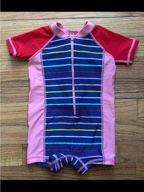 Hanna Andersson Pink, Red & Blue Stripe Kids One-Piece Swimsuit